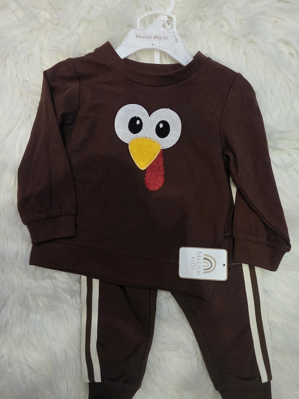 Magical Kids Baby Turkey Appliqué Matching Set Size 18M NWT